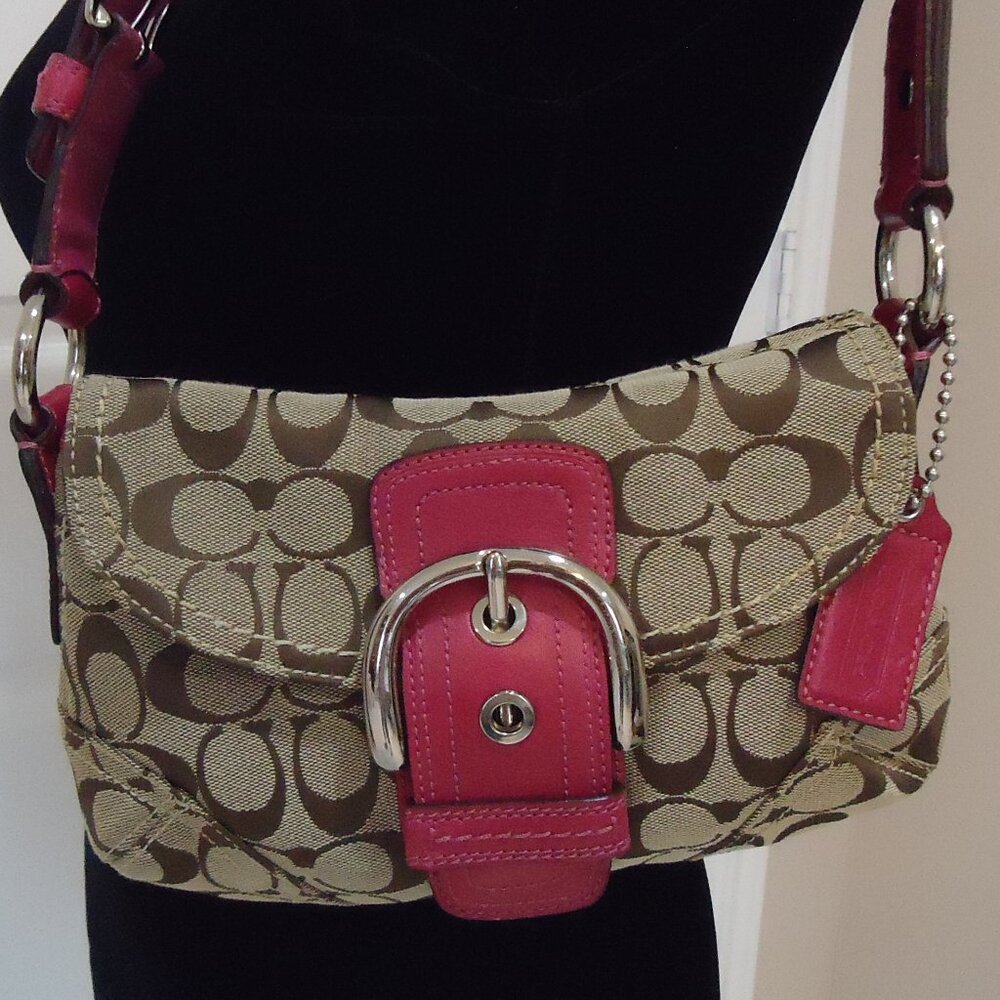 Coach M0773-11860 Soho leather trim shoulder bag.